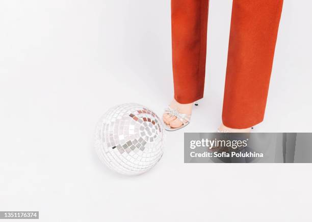 disco ball. photo with copy space. - glitter shoes stock pictures, royalty-free photos & images
