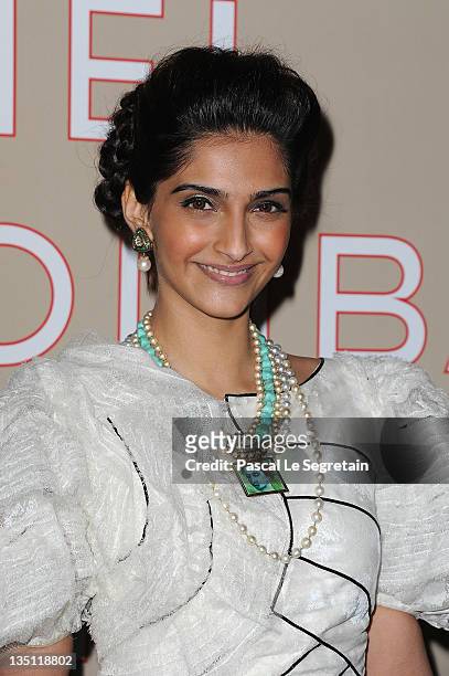 Sonam Kapoor attends a photocall ahead of the Chanel Paris-Bombay Show at Grand Palais on December 6, 2011 in Paris, France.