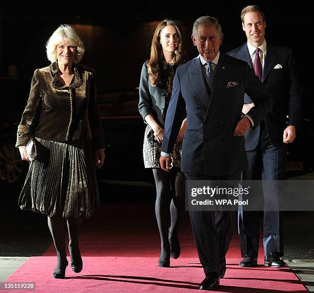 Catherine, Duchess of Cambridge, Prince William, Duke of Cambridge , Camilla, Duchess of Cornwall and Prince Charles, Prince of Wales arrive at the...