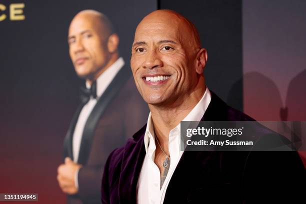 Dwayne Johnson attends the World Premiere Of Netflix's "Red Notice" at L.A. LIVE on November 03, 2021 in Los Angeles, California.