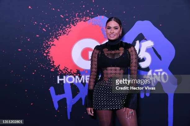 Galilea Montijo poses during the blue carpet of 'GQ15 Mexico Men of The Year Awards' at Altto San Angel on November 03, 2021 in Mexico City, Mexico.
