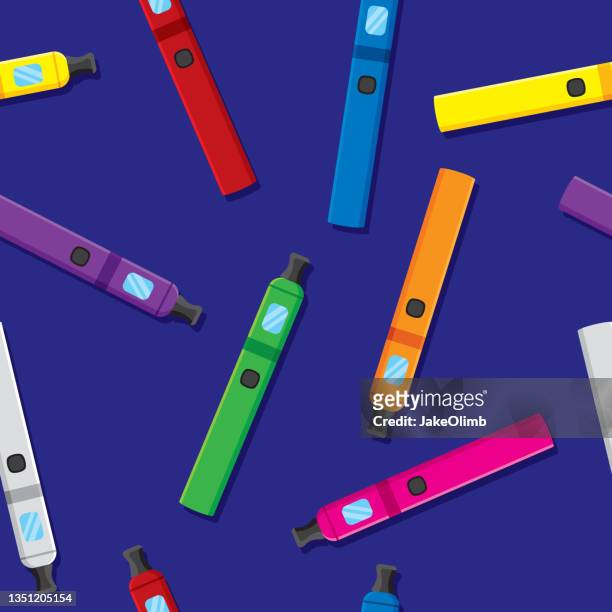 vape pen pattern multi-colored - smoking issues stock illustrations