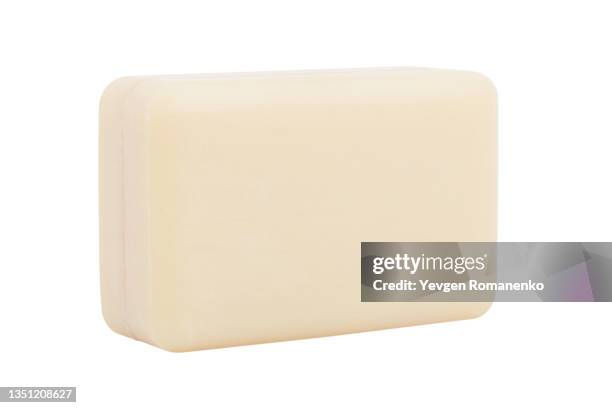 bar of soap isolated on white background - seifenstück stock-fotos und bilder