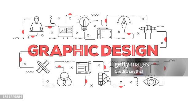 stockillustraties, clipart, cartoons en iconen met graphic design web banner line style. modern design vector illustration - web designer