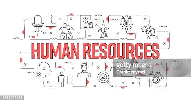 human resources web banner line style. modern design vector illustration - blank application form stock illustrations