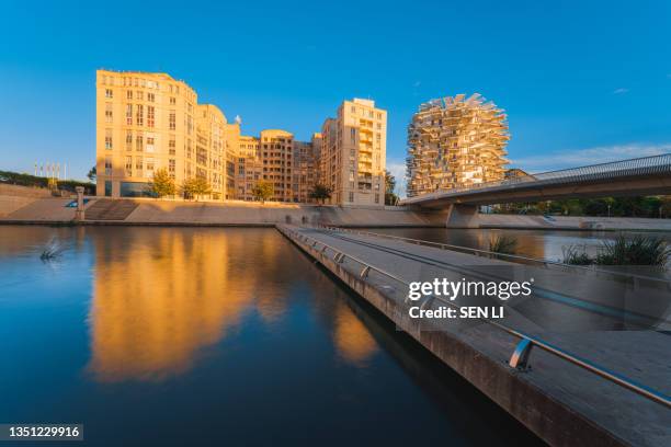 modern city buildings in montpellier, france - hérault stock-fotos und bilder