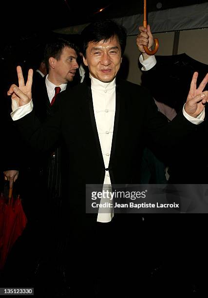 Jackie Chan during 2005 Cannes Film Festival - "The Myth" Party - Arrivals at Majestic Beach in Cannes, France.