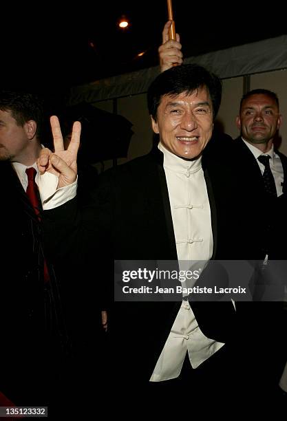 Jackie Chan during 2005 Cannes Film Festival - "The Myth" Party - Arrivals at Majestic Beach in Cannes, France.