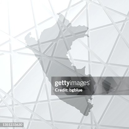Peru map with mesh network on white background Peru map with mesh network on white background