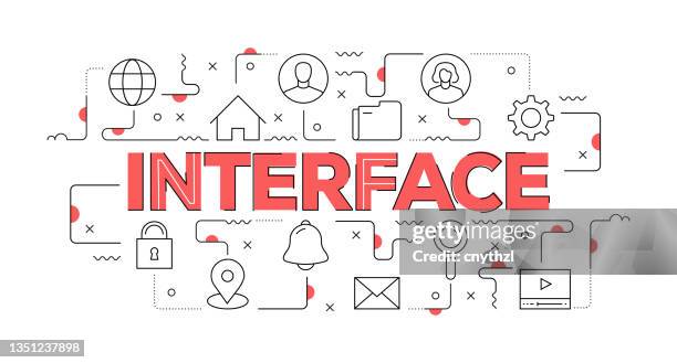 Network Interfaces Banner User Interface Related Web Banner Line Style Modern Design Vector ...
