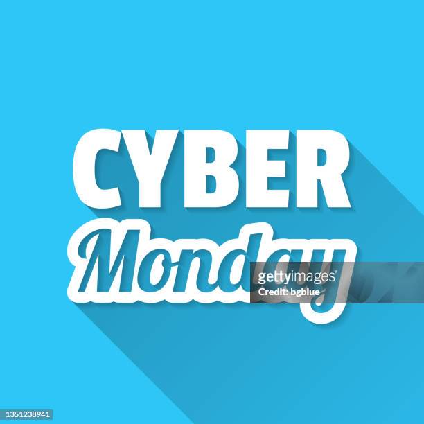 cyber monday. icon on blue background - flat design with long shadow - cyber monday stock illustrations