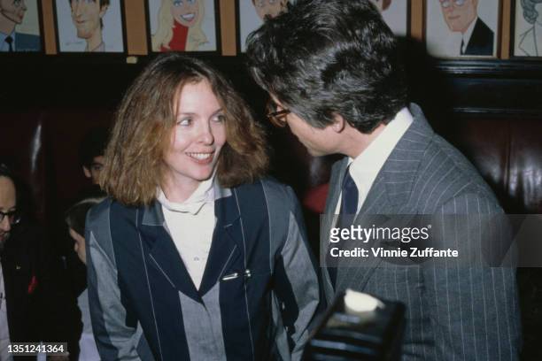 American actress Diane Keaton and American actor Warren Beatty attend the 47th New York Film Critics Circle Awards, held at Sardi's restaurant in New...