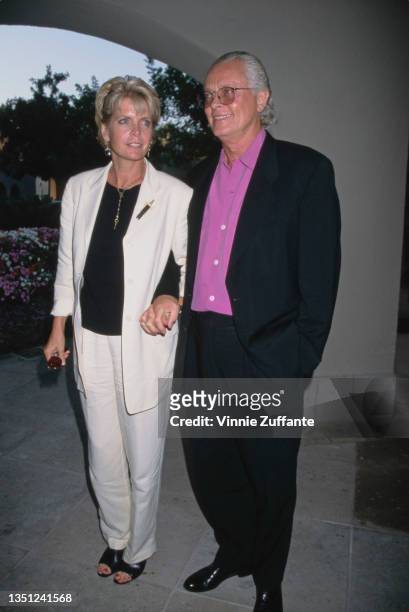 American actress Meredith Baxter and husband, American actor and screenwriter Michael Blodgett , attend the CBS Summer TCA Press Tour, held at the...
