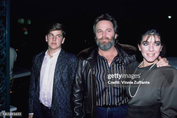 Justyn Wilson with his father, American musician, singer and songwriter Carl Wilson and stepmother, Gina Wilson attend Pierre Cossette's Super Bowl...