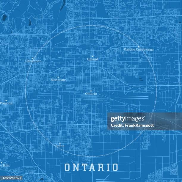 オンタリオ州 ca 都市ベクトル ロードマップ 青いテキスト - カリフォルニア州 チノ市点のイラスト素材／クリップアート素材／マンガ素材／アイコン素材