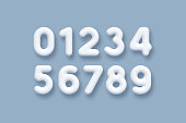 White 3d numbers vector set.