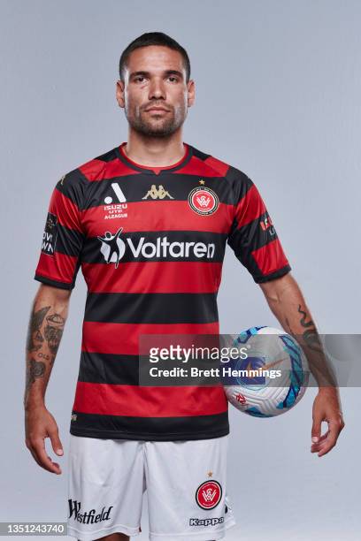 Tate Russell poses during the Western Sydney Wanderers A-League men's team headshots session at the Western Sydney Wanderers Centre of Football on...