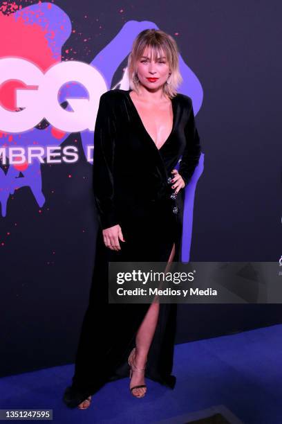 Ludwika Paleta poses for photos during the blue carpet of GQ15 Mexico Men of The Year Awards at Altto San Angel on November 3, 2021 in Mexico City,...