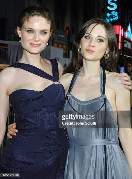 Emily Deschanel and Zooey Deschanel during "Glory Road" World Premiere - Red Carpet at The Pantages Theater in Los Angeles, California, United States.