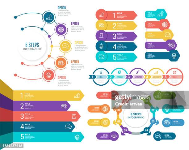 illustrazioni stock, clip art, cartoni animati e icone di tendenza di elementi infografici - circle diagram