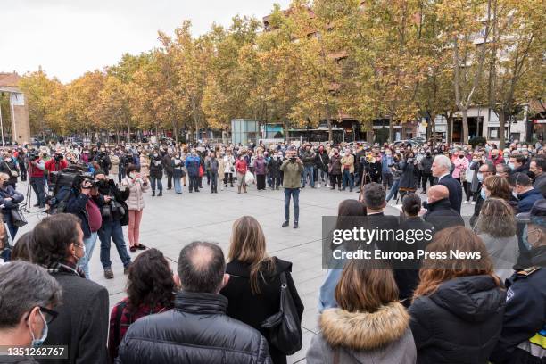 Several people gather to observe a minute's silence in repulsion for the crime of the 9-year-old boy committed last week in Lardero, in the Logroño...