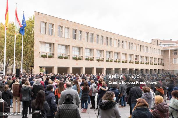 Several people gather to observe a minute's silence in repulsion for the crime of the 9-year-old boy committed last week in Lardero, in the Logroño...