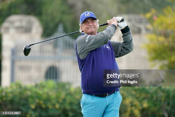 Costantino Rocca of Italy in action during Day Two of the Sergio Melpignano Senior Italian Open at San Domenico Golf on November 04, 2021 in...