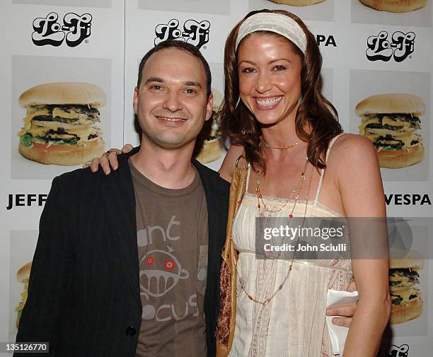 Jeff Vespa and Shannon Elizabeth during Jeff Vespa's "Eat Me" Art Show Opening at The Gallery at LoFi in Los Angeles, California, United States.