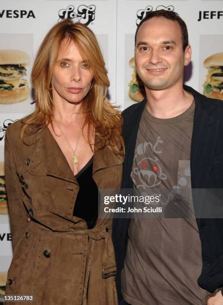 Rosanna Arquette and Jeff Vespa during Jeff Vespa's "Eat Me" Art Show Opening at The Gallery at LoFi in Los Angeles, California, United States.