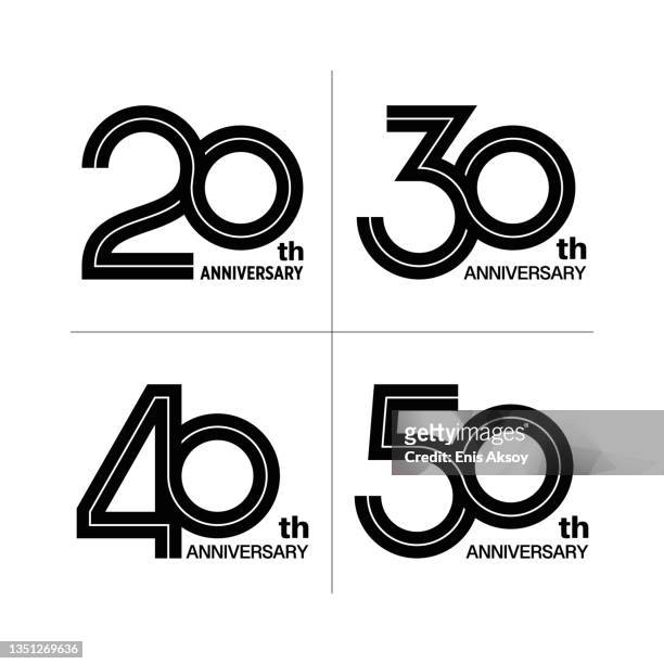 jubiläum logotype design - 50th anniversary stock-grafiken, -clipart, -cartoons und -symbole