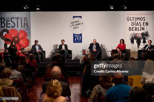 Mamen Mendizabal, authors Antonio Mercero, Agustin Martinez, Jorge Diaz, Paloma Sanchez-Garnica and Planeta President Jose Creuheras present the...