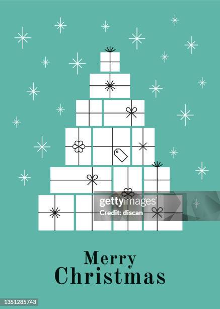 christmas tree made of gift boxes. - gift certificate template stock illustrations