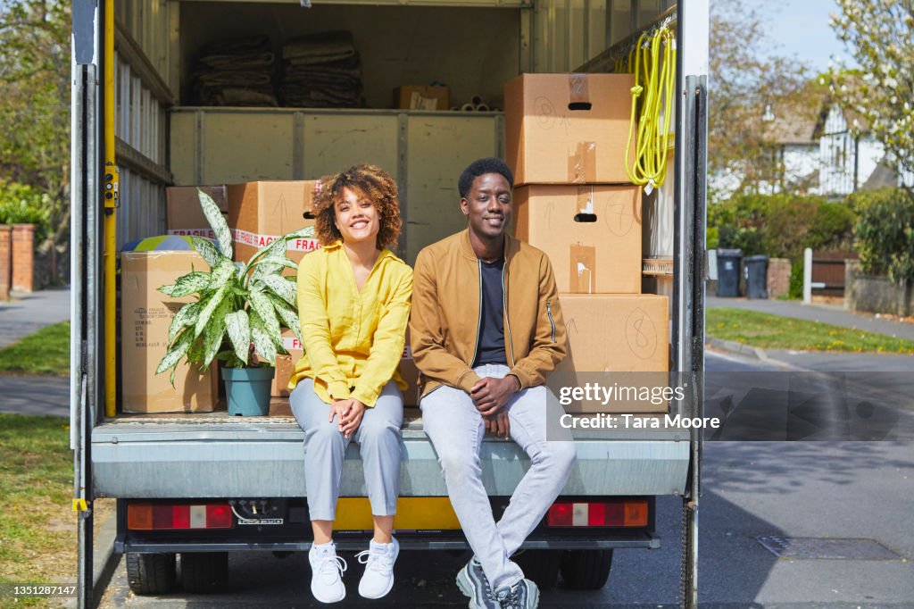 Young couple moving house.