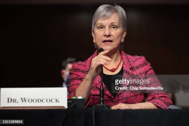 Food and Drug Administration Acting Commissioner Janet Woodcock testifies before the Senate Health, Education, Labor, and Pensions Committee about...