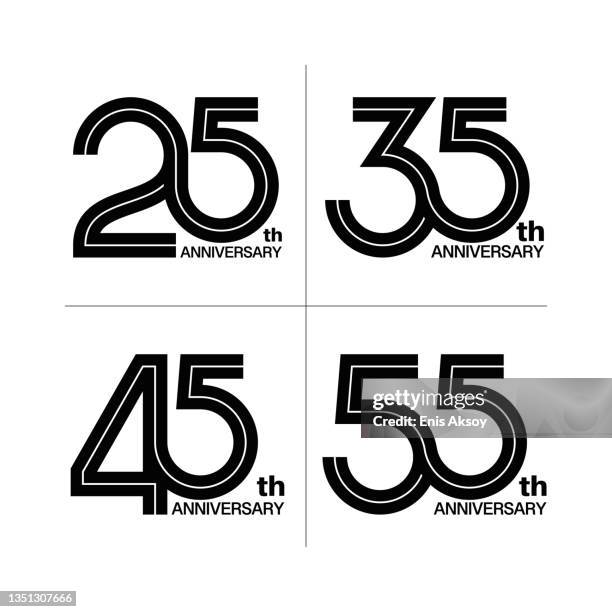 ilustraciones, imágenes clip art, dibujos animados e iconos de stock de diseño de logotipo de aniversario - número 35