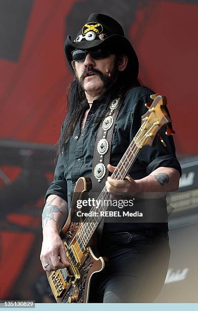 Lemmy of the british rock band Motorhead performs on stage on day 4 at the Roskilde Festival on July 4, 2010 in Roskilde, Denmark.