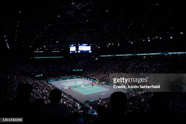 General view as Pierre-Hugues Herbert and Nicolas Mahut of France play against Ariel Behar of Uruguay and Gonzalo Escobar of Ecuador during the...