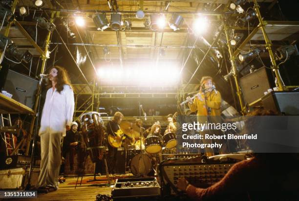 Quintessence band perfoming at Glastonbury Festival, United Kingdom, June 1971.