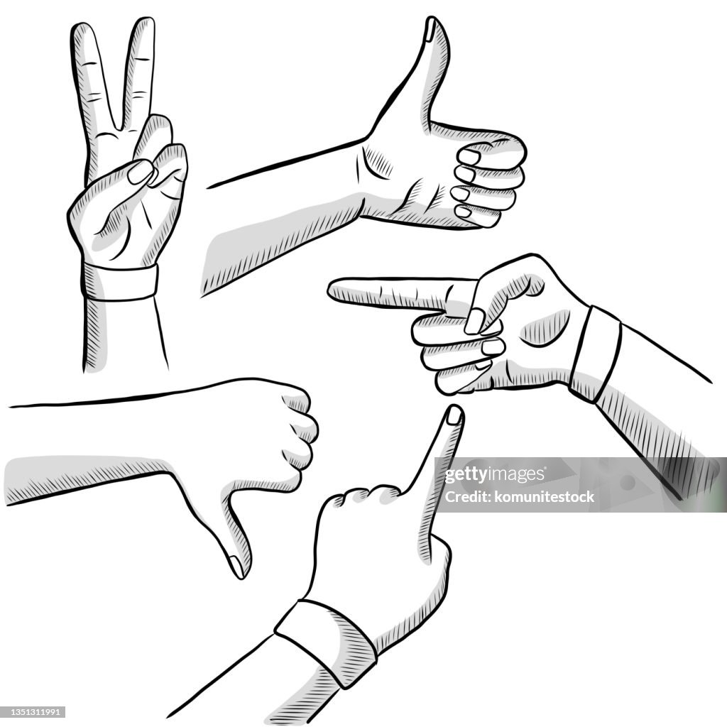 Handgesten Verwandte Cartoon Stil Vektor Illustration