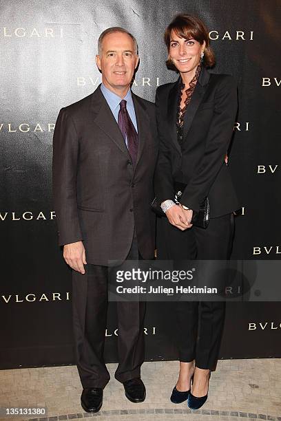 Francesco Trapani and his wife attend the Exhibition Launch for Bulgari 125th Anniversary Celebration at Grand Palais on December 9, 2010 in Paris,...