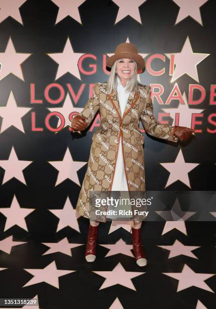 Diane Keaton arrives at Gucci Love Parade on November 02, 2021 in Los Angeles, California.