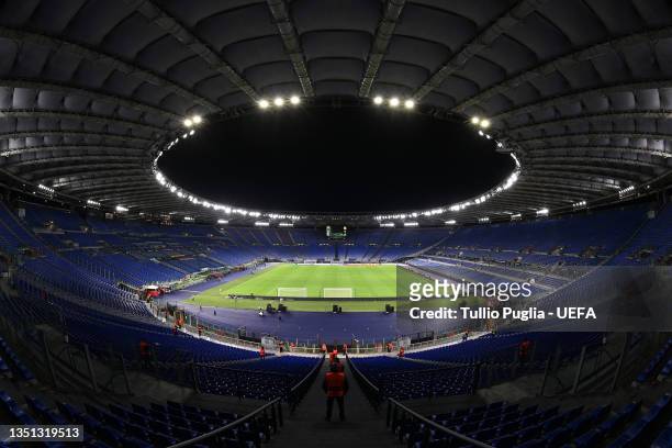 General view inside the stadium prior to the UEFA Europa Conference League group C match between AS Roma and FK Bodo/Glimt at Stadio Olimpico on...
