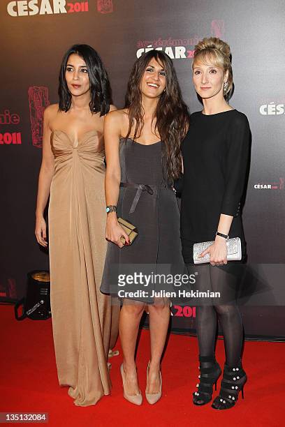 Leila Bekhti, Geraldine Nakache and Audrey Lamy attend the 36th Cesar Film Awards at Theatre du Chatelet on February 25, 2011 in Paris, France.