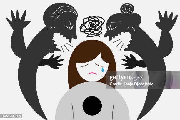 child sadness - child abuse stock illustrations