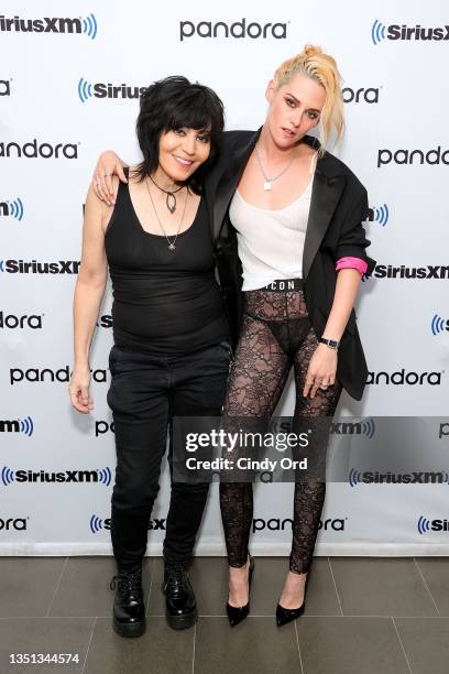 Joan Jett and Kristen Stewart pose during SiriusXM's Town Hall with Joan Jett hosted by Kristen Stewart at the SiriusXM Studios on November 03, 2021...