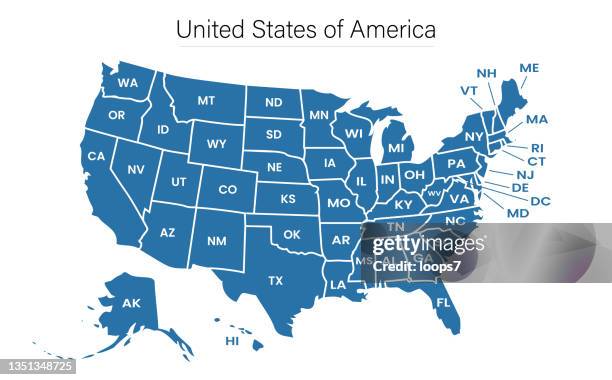 ilustrações de stock, clip art, desenhos animados e ícones de us states vector illustration scalable at any size - american map