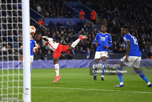 Victor Moses of Spartak Moscow scores their side's first goal during the UEFA Europa League group C match between Leicester City and Spartak Moskva...