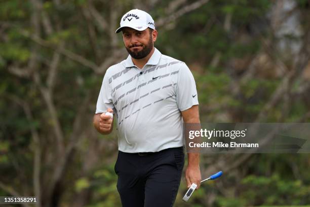 Francesco Molinari of Italy reacts on the 11th green during the first round of the World Wide Technology Championship at Mayakoba on the El Camaleon...