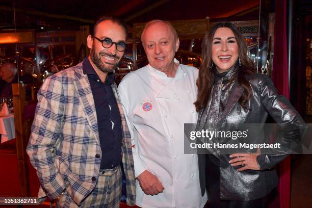 Alexander Klaus Stecher, Alfons Schuhbeck and Judith Williams during the "Festival" VIP premiere of Schubeck's Teatro at Teatro Schuhbeck on November...