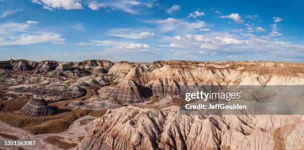 badlands formation bei blue mesa - petrified wood stock-fotos und bilder